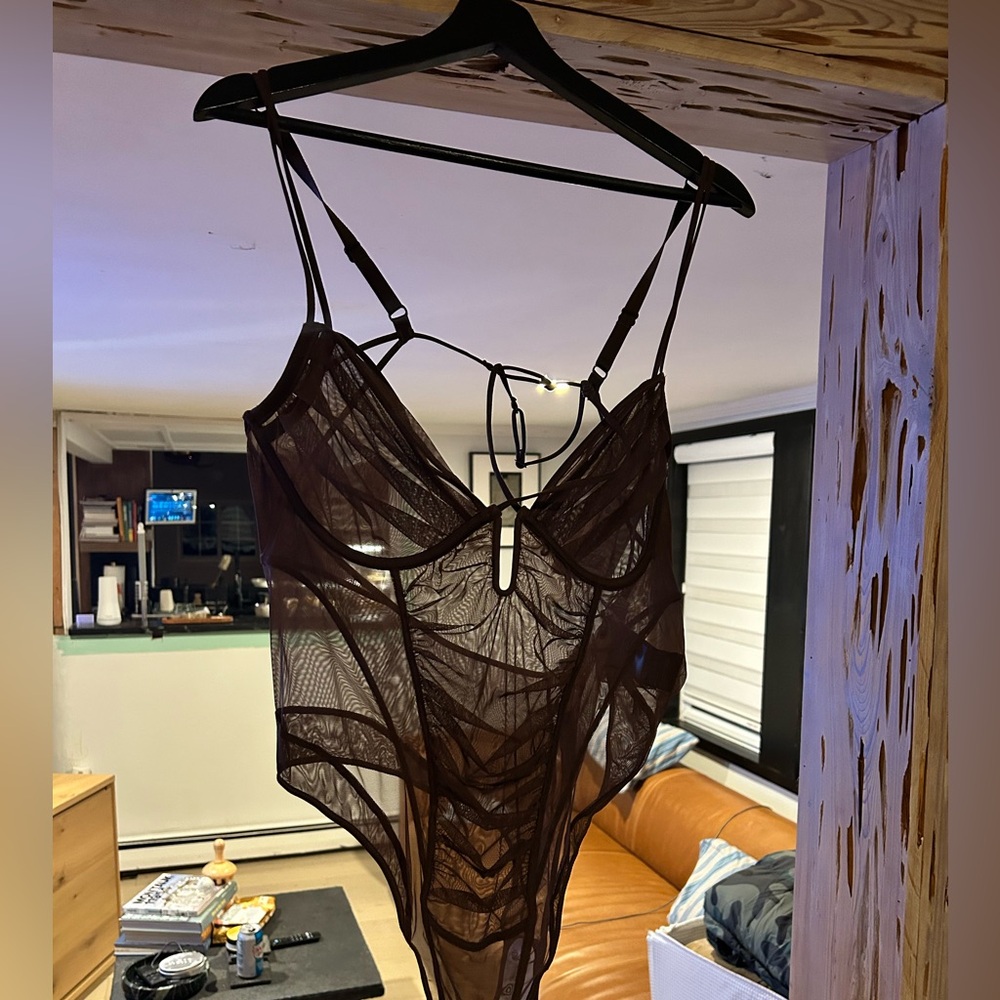 H&M Sheer  Brown Bodysuit size 16
